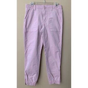 Banana Republic Denim Utility Jogger Pants Size 6 Pink Wash Pockets Zip Hems A10